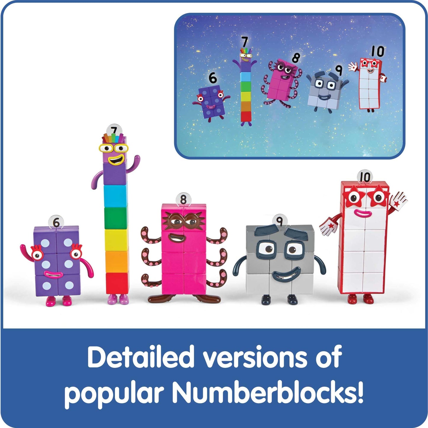 hand2mind Numberblocks Friends Six to Ten, Toy Figures Collectibles, Small Cartoon Figurines for Kids, Mini Action Figures, Character Figures, Play Figure Playsets, Imaginative Play Toys hand2mind
