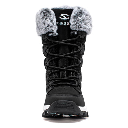 HOBIBEAR Women's Waterproof Winter Snow Boots Lightweight Warm Faux Fur Lined Mid-Calf Booties（Black/New,9) 🍁 All In One Marketplace Canada