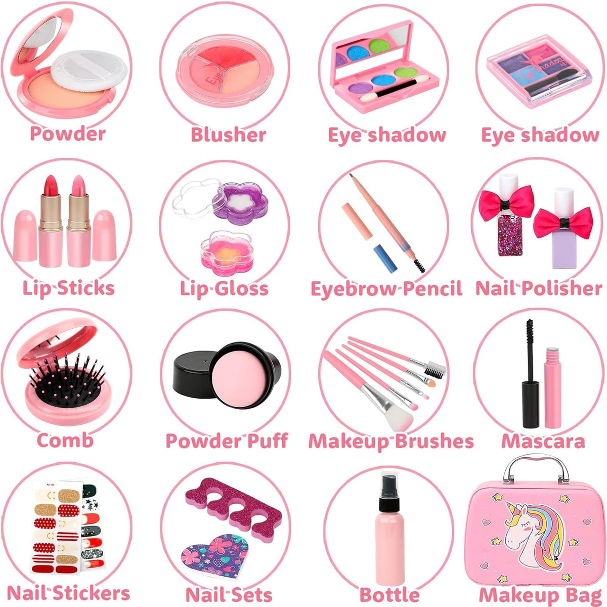 Kids Makeup Kit Girls Toys,Washable Makeup Kit Real Cosmetic,Princess Little Girls Makeup Set Kids Toys for 3 4 5 6 7+ Year Old Girls Christmas Birthday Gifts 🍁 All In One Marketplace Canada