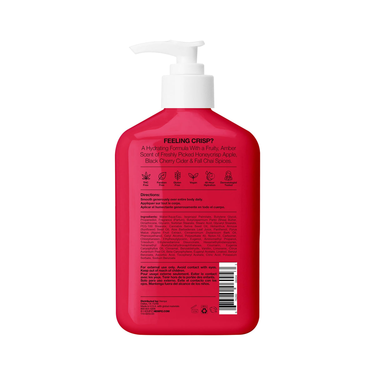 Hempz Honeycrisp Apple & Cherry Chai Body Moisturizer, 12 fl.oz.