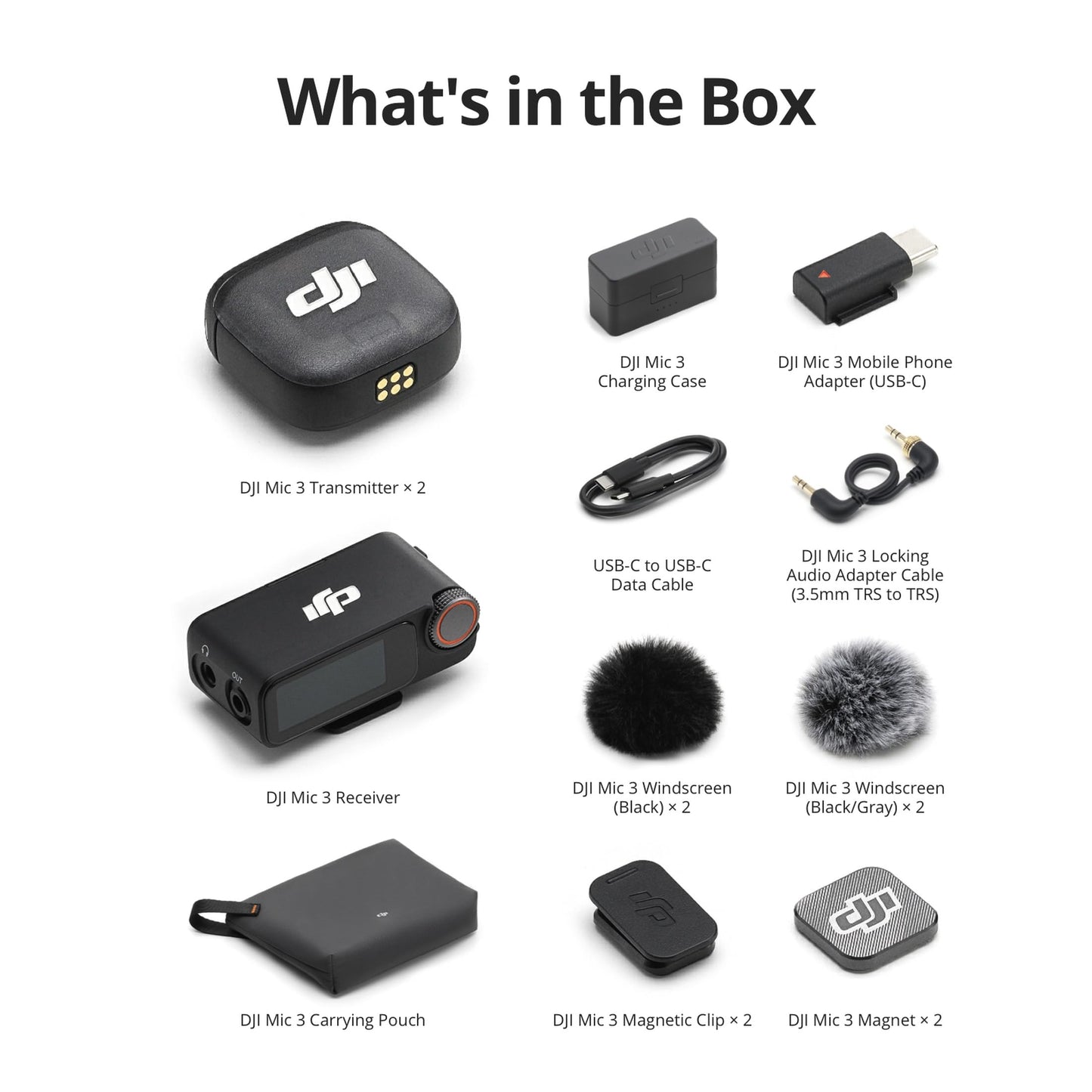 DJI Mic 3 (2 TX + 1 RX + Charging Case), Wireless Microphone for iPhone/Camera/Android, Ultralight, Adaptive Gain Control for Balanced Volume, Dual Band Anti-Interference, 28hrs Use, Vlog