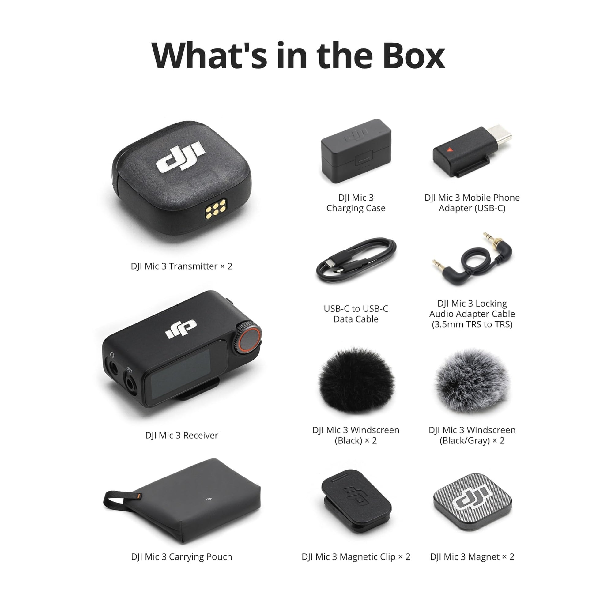 DJI Mic 3 (2 TX + 1 RX + Charging Case), Wireless Microphone for iPhone/Camera/Android, Ultralight, Adaptive Gain Control for Balanced Volume, Dual Band Anti-Interference, 28hrs Use, Vlog