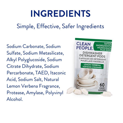 Clean People All Natural Dishwasher Pods - Cuts Grease & Rinses Sparkling Clean - Residue-Free - Phosphate Free Dishwashing Pods - Lemon, 120 Pack