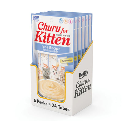 INABA Churu for Kittens, Creamy, Purée Lickable Cat Treats with DHA, EPA, Vitamin E & Taurine, 14 Grams Each, 24 Tubes (4 per Pack), Tuna Recipe 🍁 All In One Marketplace Canada