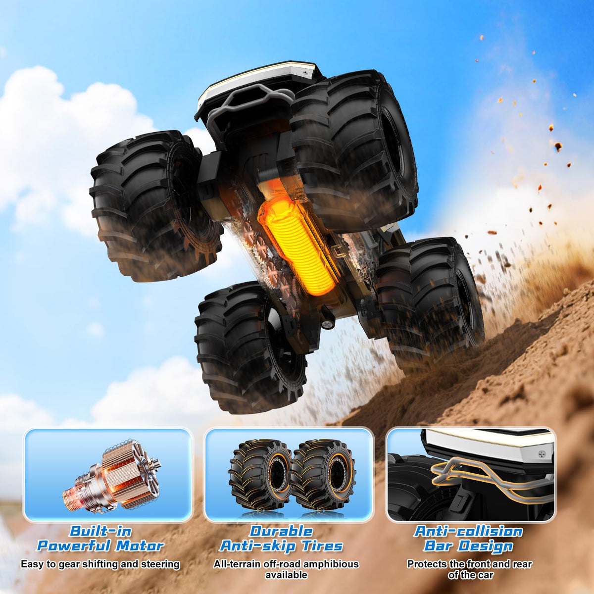 Amphibious Remote Control Car, 1:18 Monster Truck Toys for Boys RC Cars 🍁 All In One Marketplace Canada
