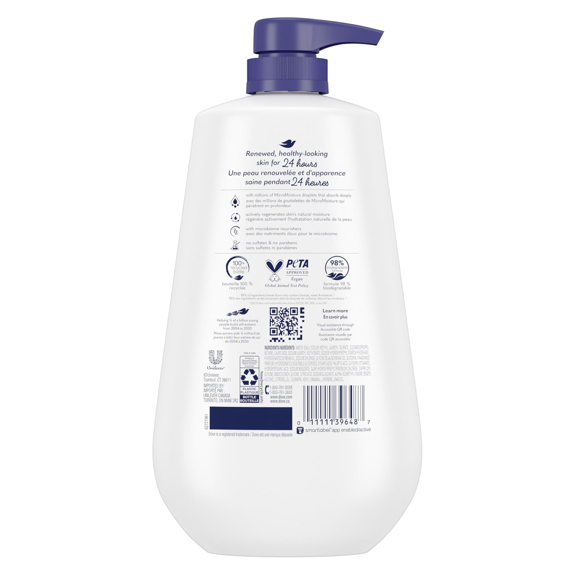 Dove Body Wash Deep Moisture For 24hr Lotion-Soft Skin Moisturizing Skin Cleanser with No Sulfates No Parabens, 905mL (Pack of 2)