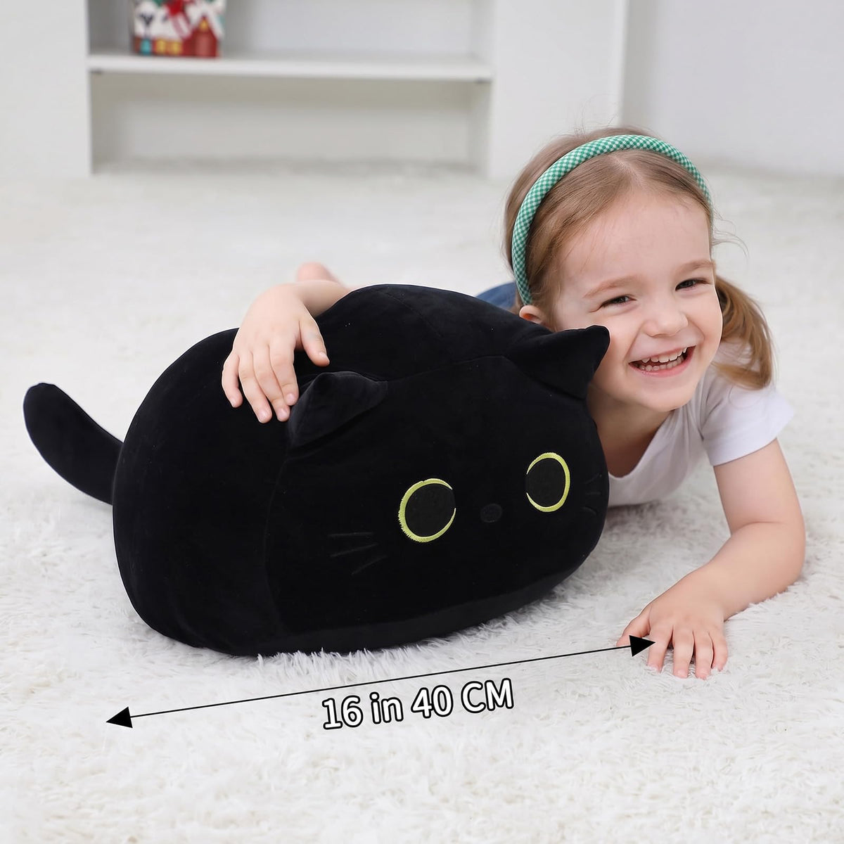 WeBingo Black Cat Plush Toy 16'', Giant Cat Stuffed Animal Plushies Pillow for Girl Boy Kid Adult, Large Big Soft Gift for Birthday Christmas Valentine's Day Home Decor 🍁 All In One Marketplace Canada