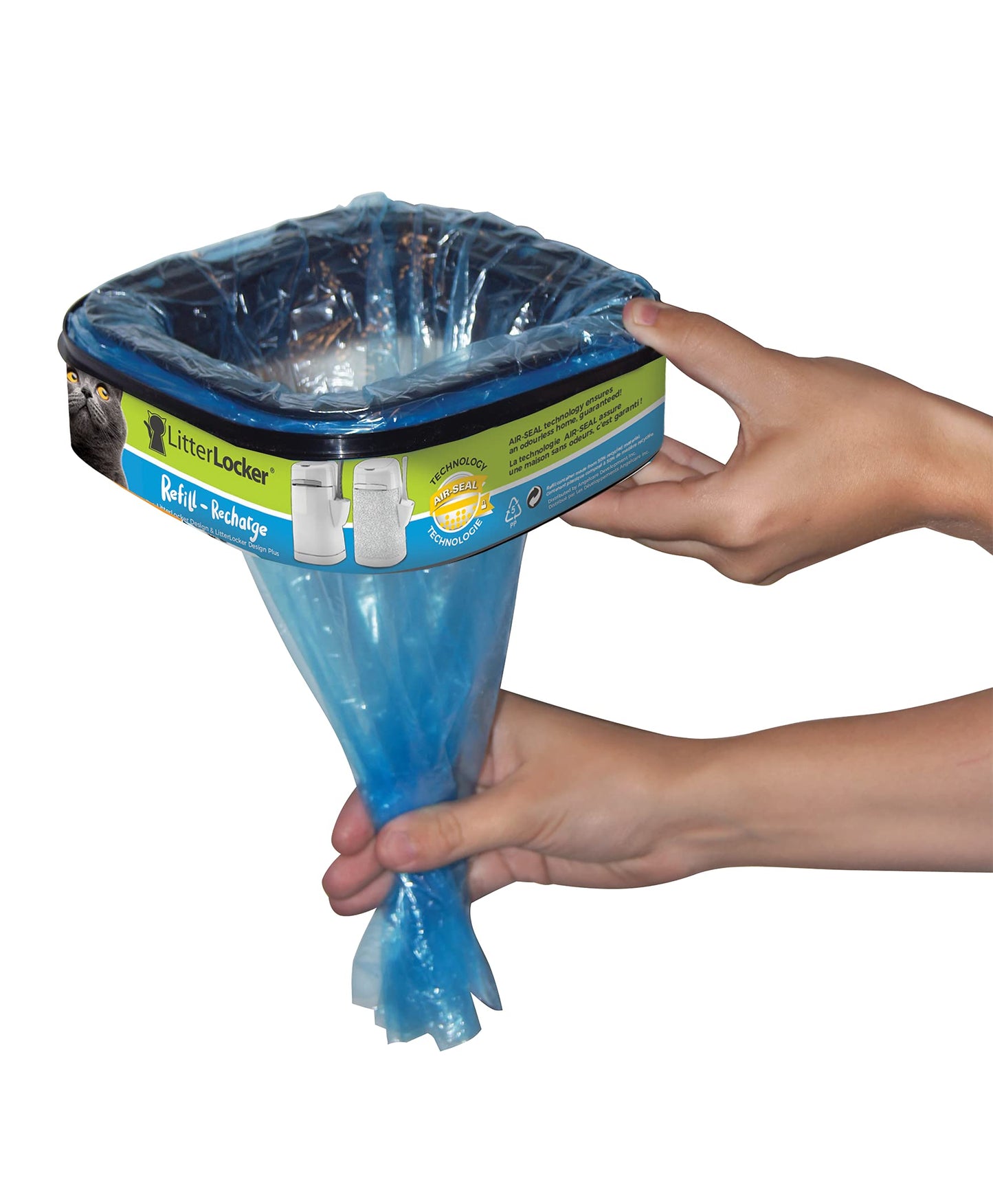 LitterLocker Refill bags| by the makers of Litter Genie| 4-Pack, 48 total ft or up to 8 Months of Supply | Made in Canada | Square Refills Compatible with LitterLocker & Litter Genie Pails