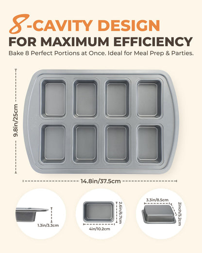 Bake Choice Mini Loaf Pan, 8-Cavity Non-Stick Carbon Steel Baking Pans Set 🍁 All In One Marketplace Canada