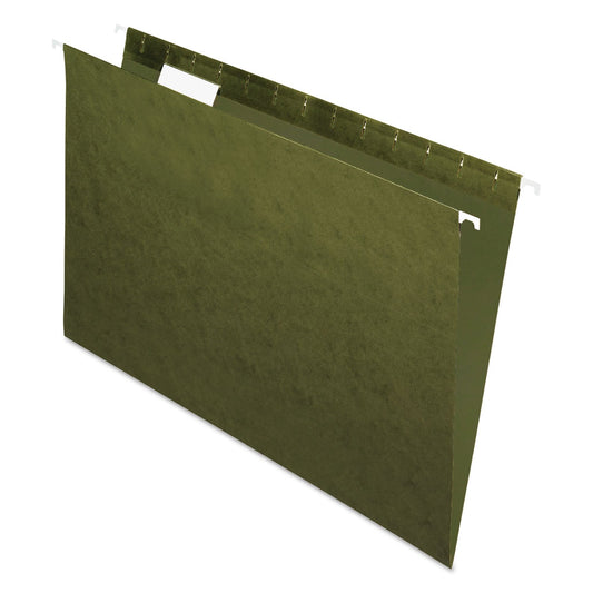 Pendaflex Hanging File Folders, Legal Size, Standard Green, 25 Per Box, 1/5-Cut Tabs, Lighter Interior to Prevent Misfiles, for Office, School, and Home Organization