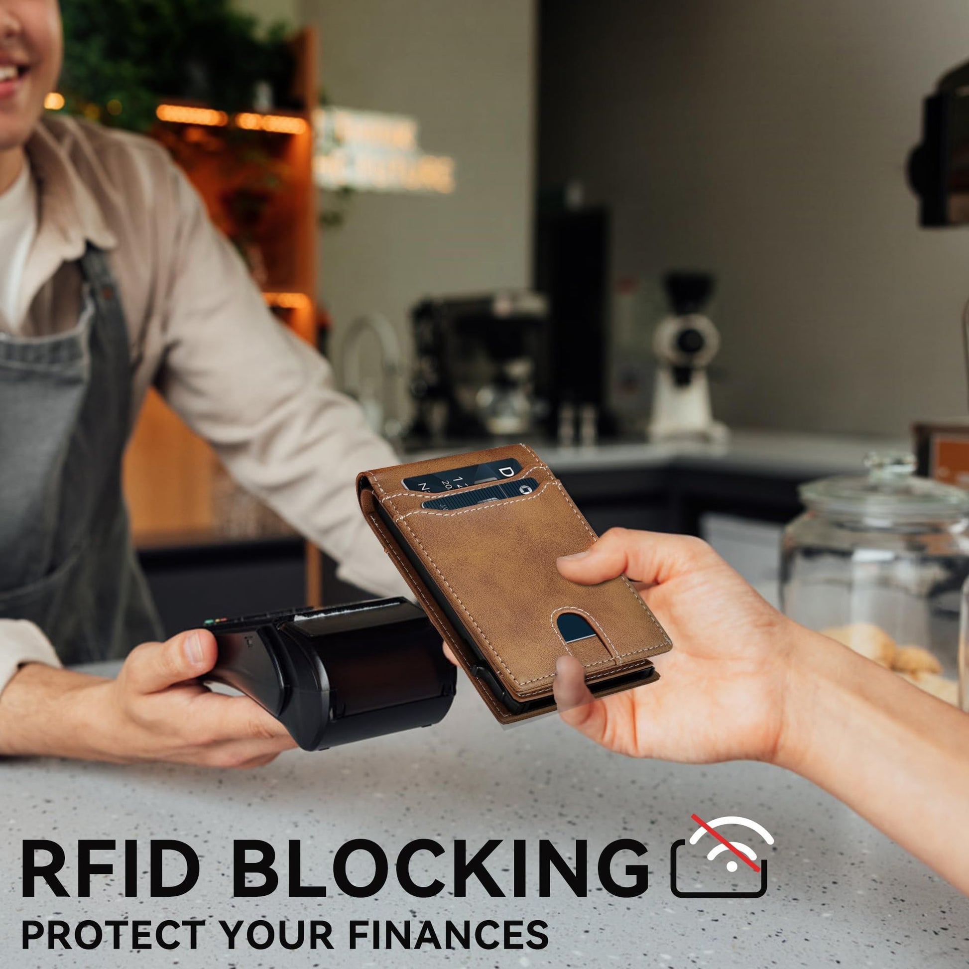 furid RFID Wallet for Men Minimalist: Slim Pop Up Wallet with ID Window - Smart Card Holder for Men - Gift for Father Husband on Father’s Day Birthday Anniversary
