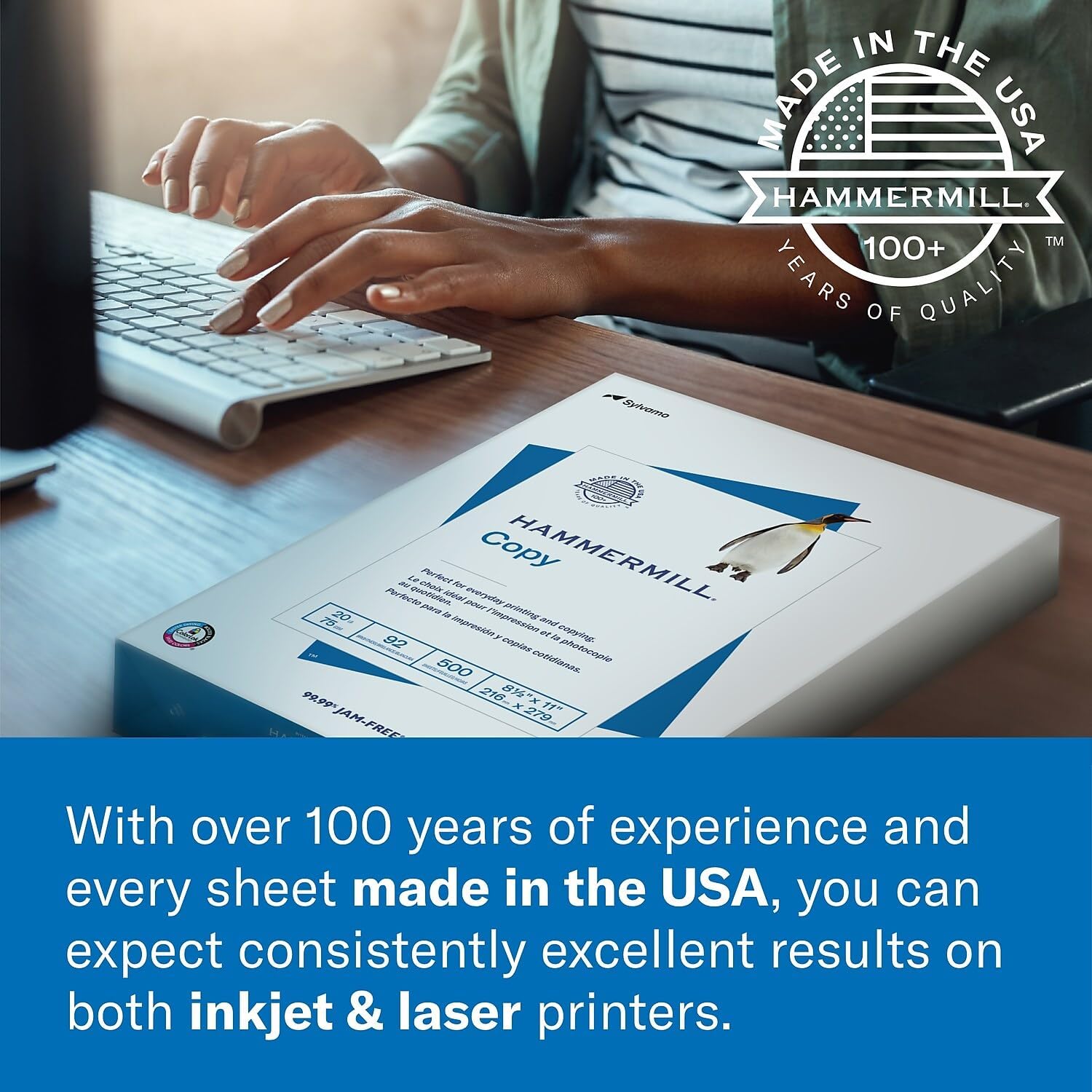 Hammermill Printer Paper, Laser Print Copy Paper, 32lb, 8.5 x 11, Letter, 98 Bright - 1 Pack / 500 Sheets (104646R) Hammermill