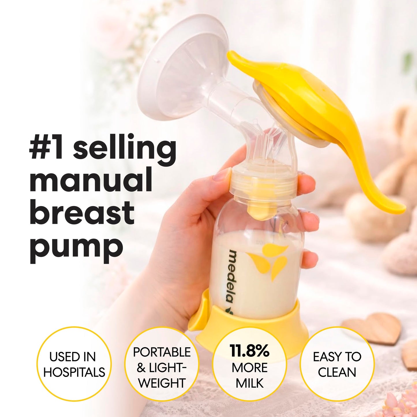 Medela Manual breast pump with Flex Shields Harmony Single Hand for More Comfort and Expressing More Milk