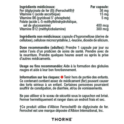 Thorne Ferrasorb - Complete Blood Support Formula with Iron, Folate, and B vitamins - 60 Capsules - 60 Servings - Available at All In One Marketplace Canada