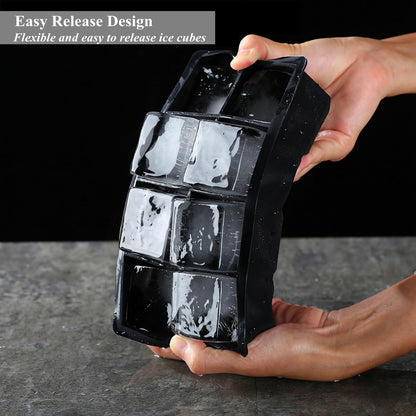 Bangp Large Ice Cube Tray for Whiskey,2 Pack Stackable Big Ice Cube Molds Make 16 Big Whiskey Ice Cubes,Easy Release Square Ice Cube Maker for Cocktails,Whiskey,Soups and Frozen Treats - Available at All In One Marketplace Canada