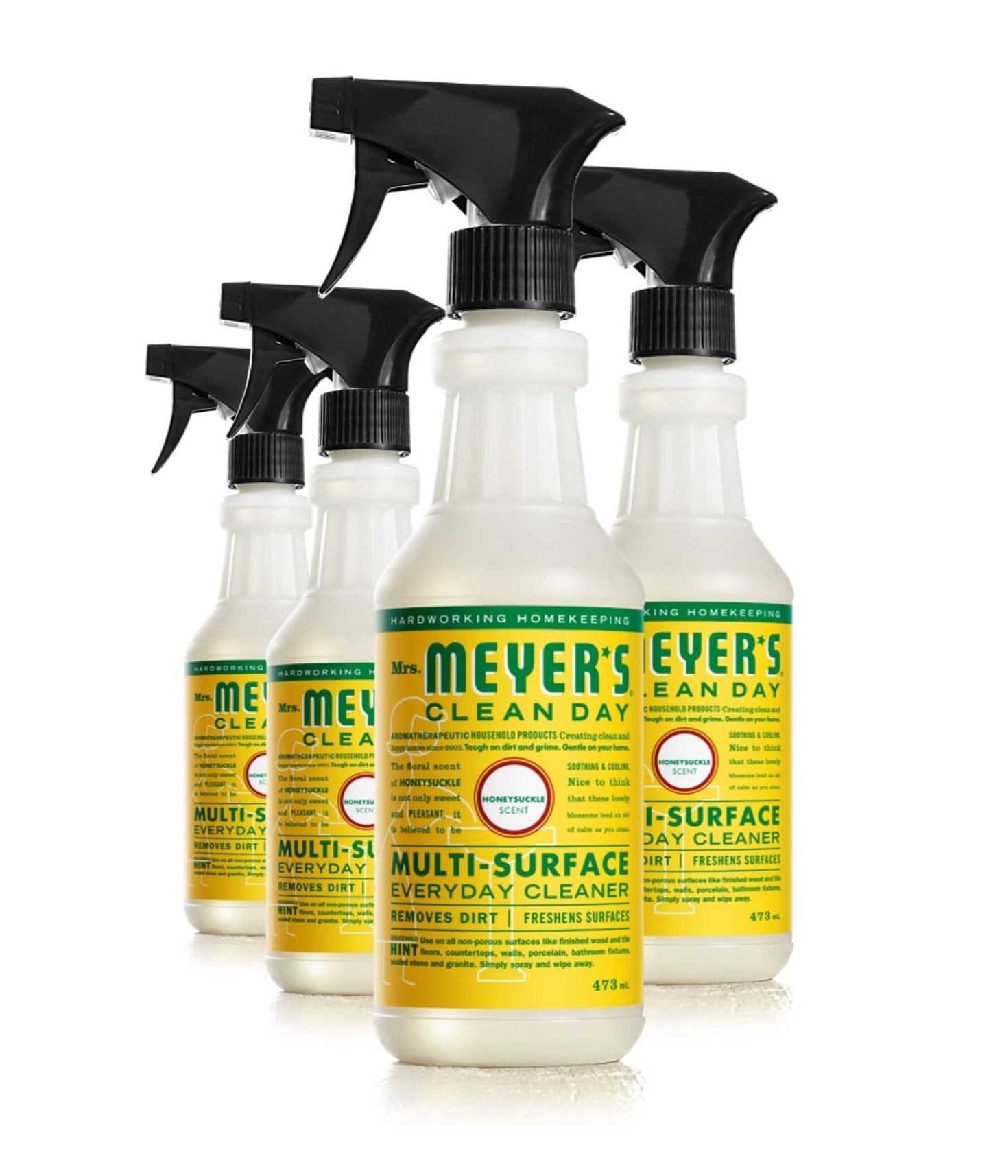Mrs. Meyer's Clean Day Multi-Surface Cleaner Spray, All-Purpose Cleaner Solution for Home & Kitchen, Honeysuckle Scent, 473 ml Spray Bottles, 4 Pack MRS. MEYER'S