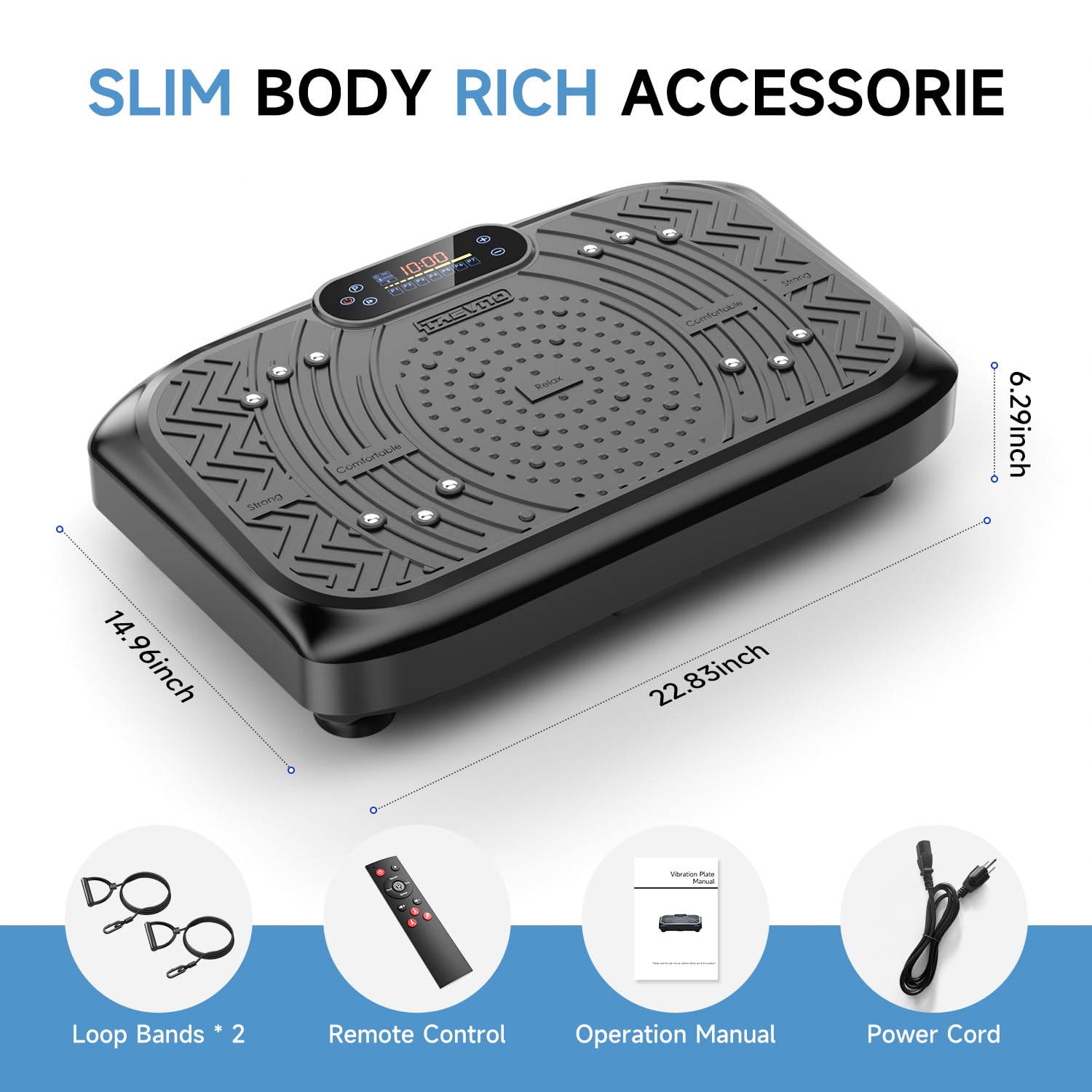 Vibration Plate Exercise Machine,Vibration Plate Machine 199 Adjustable Speed,Vibrating Plate Exercise Machine Automatic Mode P1-P7,Vibration Platform with Bluetooth 450 Lbs Capacity(Raven Black)