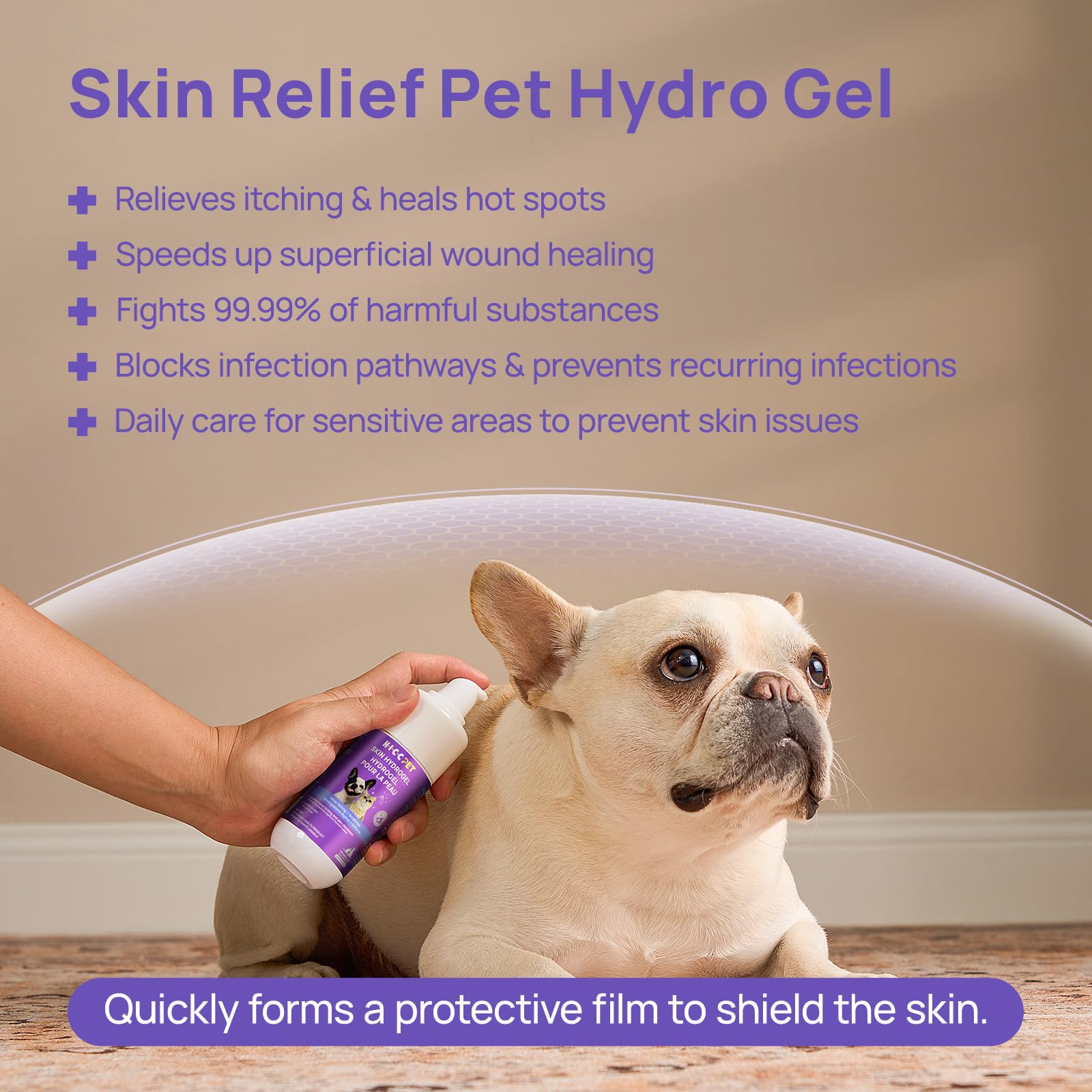 HICC PET Dog Wound Care Hydro Gel, Hot Spot Treatment for Dogs, Soothes Inflammation, Prevents Infection, Treats Bites & Scratches, Cat Wound Care Solution, Small Animal Health Supplies, 100ml