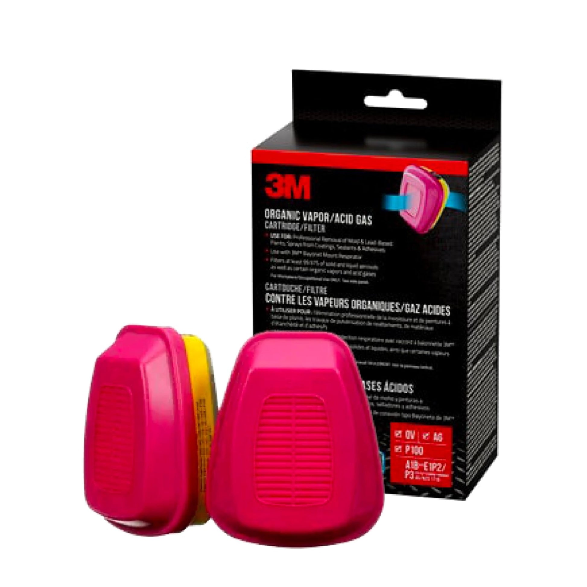 3M P100 Replacement Cartridges for Multi-purpose Respirator, Organic Vapour/Acid Gas, 2 Cartridges (1-Pair) 3M