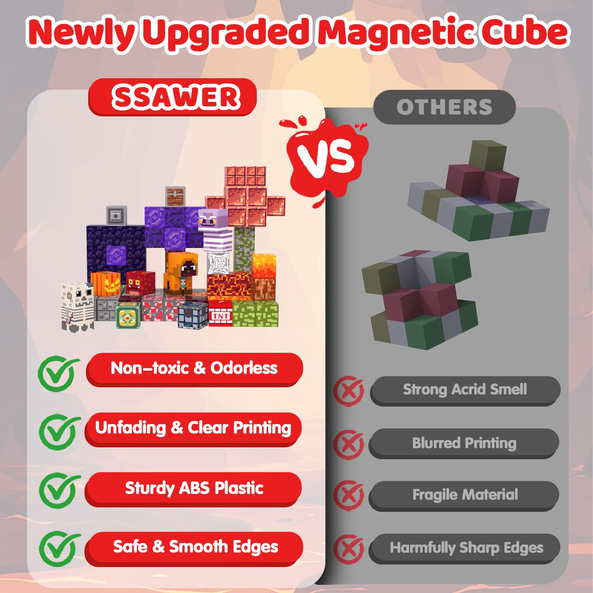 SSAWER Magnetic Blocks, 100PCS Light Up Building Cube Toys Gifts for Kids 🍁 All In One Marketplace Canada