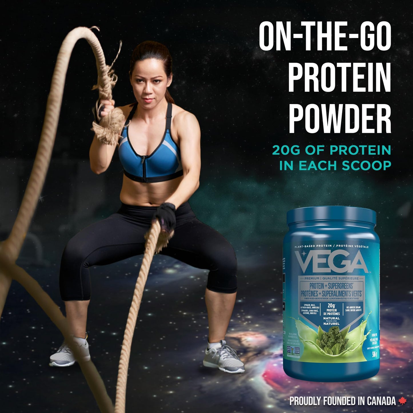 Vega Protein + Supergreens Vegan Plant Based Protein Powder – 20g Organic Pea Protein, Dairy-free, Healthy Breakfast Shake – Natural 21 Servings, 586 grams (Pack of 1)