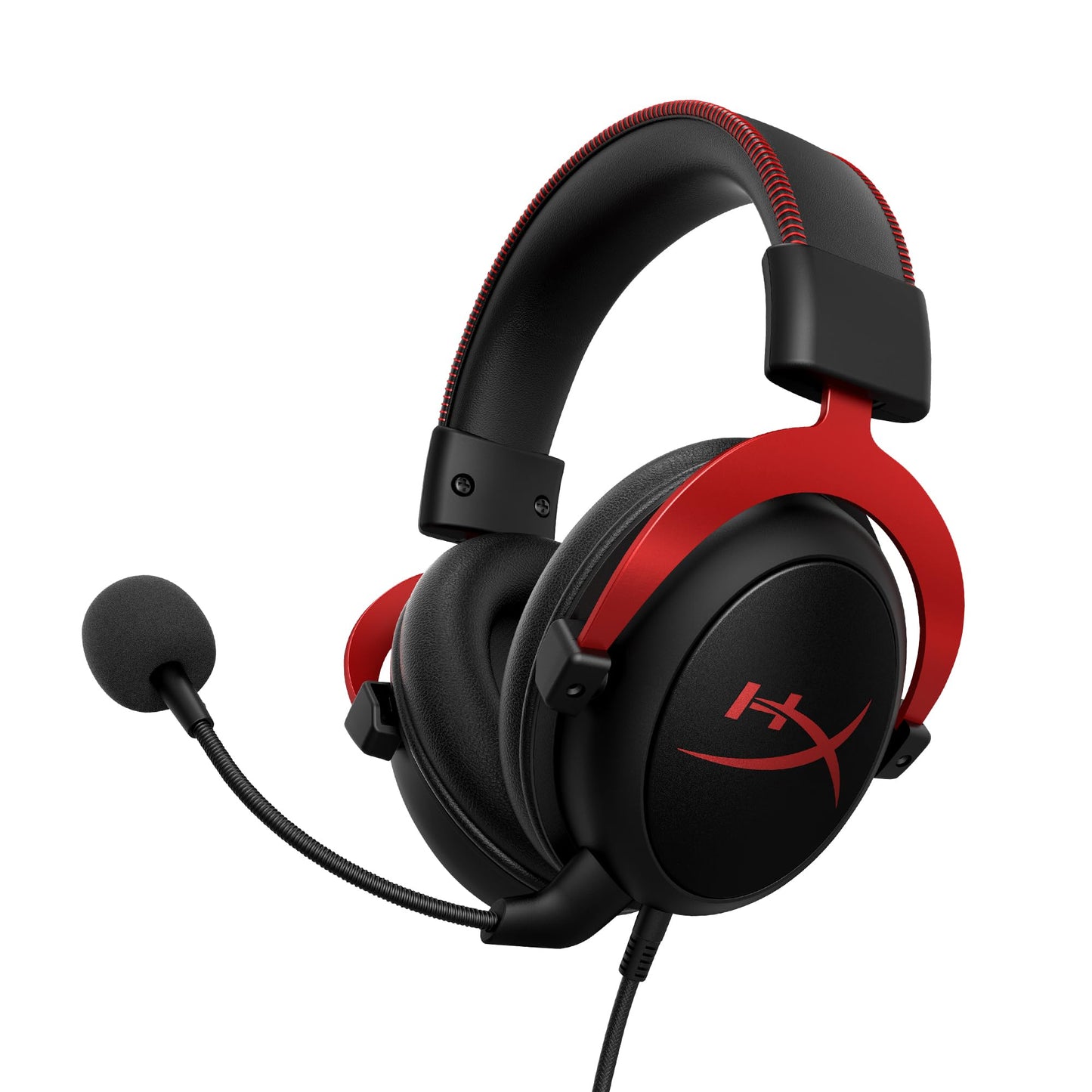 HyperX Cloud II - Casque de jeu, son surround 7.1, coussinets d'oreille en mousse à mémoire de forme, cadre en aluminium durable, microphone détachable, compatible avec PC, PS5, PS4, Xbox Series X|S, Xbox One – Rouge