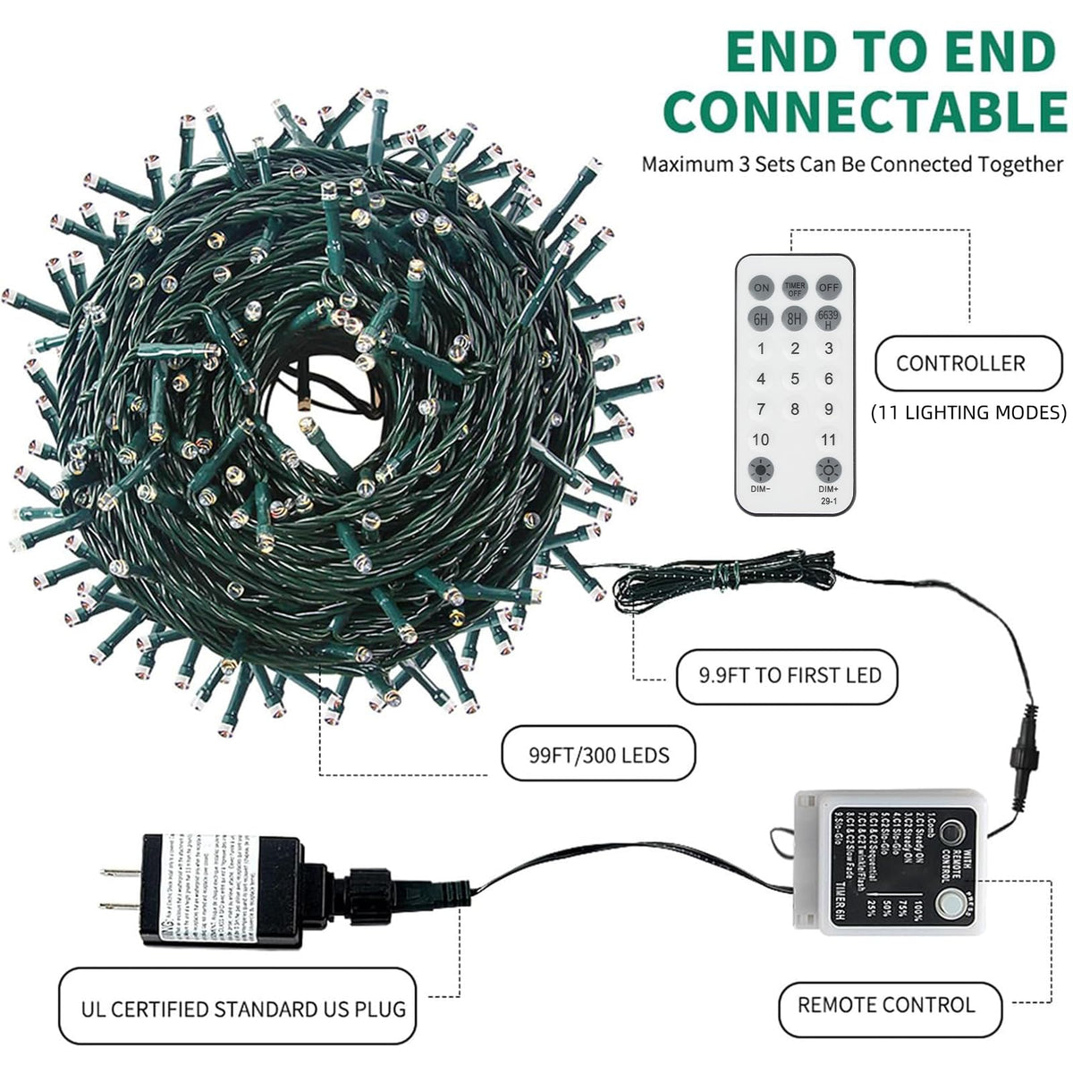 MZD8391 105FT 300LED Color Changing Christmas Light, Christmas Tree Lights 🍁 All In One Marketplace Canada