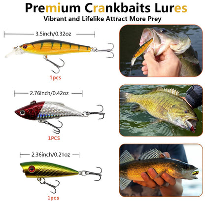 UperUper Fishing Lures Kit Set, Baits Tackle Including Crankbaits, Topwater, Spinnerbaits, Worms, Jigs, Hooks, Tackle Box and More Fishing Gear Lure for Bass Trout - Available at All In One Marketplace Canada