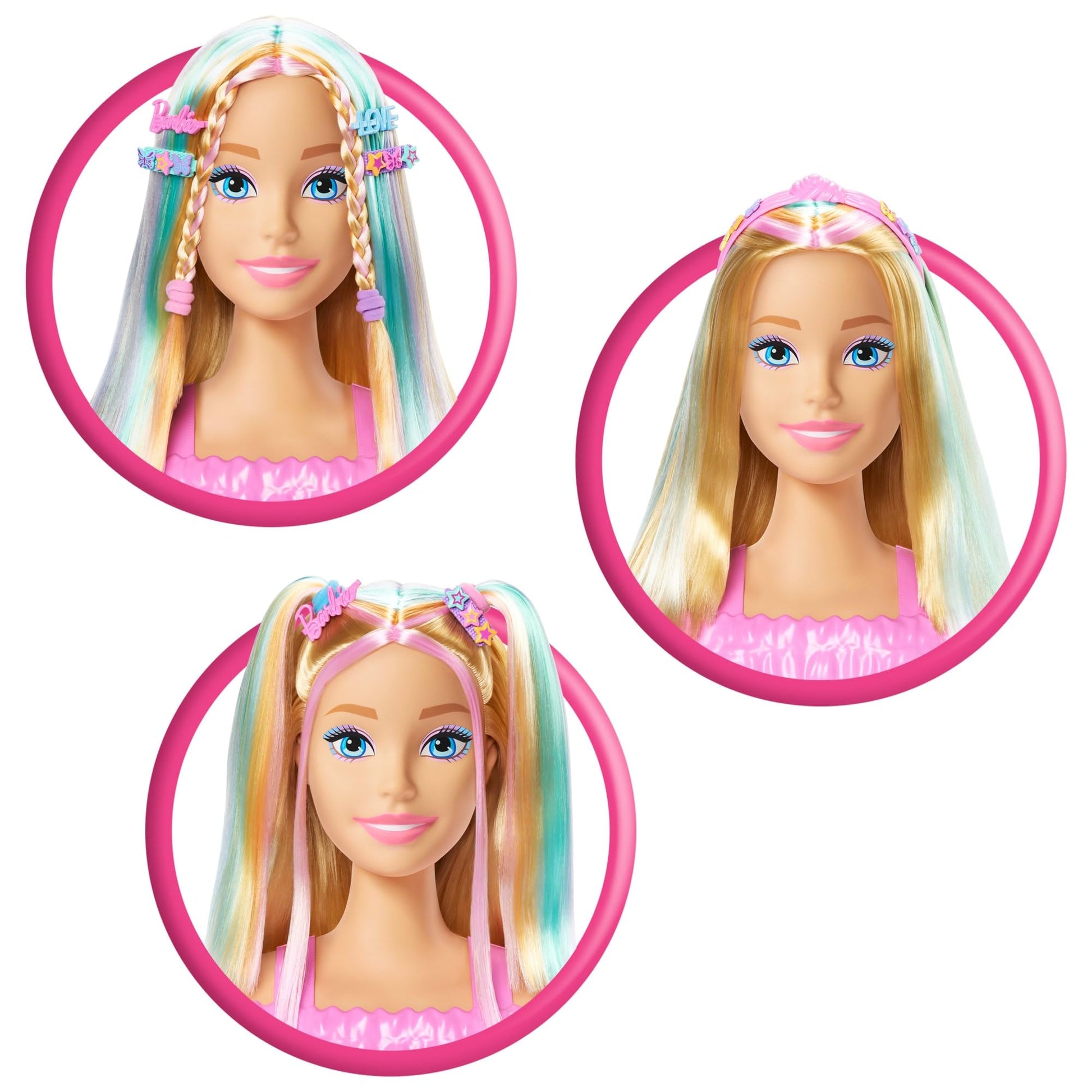 Barbie Doll Styling Head, Blonde Hair with 20+ Hair Styling Accessories Including Star & Butterfly Color Change Hair Clips Barbie