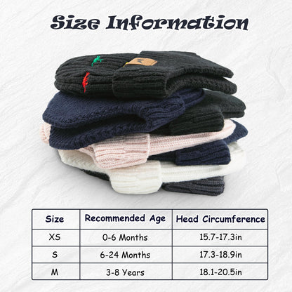 WATAME Infant Toddler Winter Hat with Earflap Thick Warm Baby Beanie Soft Knit Kids Beanies Boys Girls Hats Outdoor (CA/US, Alpha, Small, Navy+Gray) 🍁 All In One Marketplace Canada