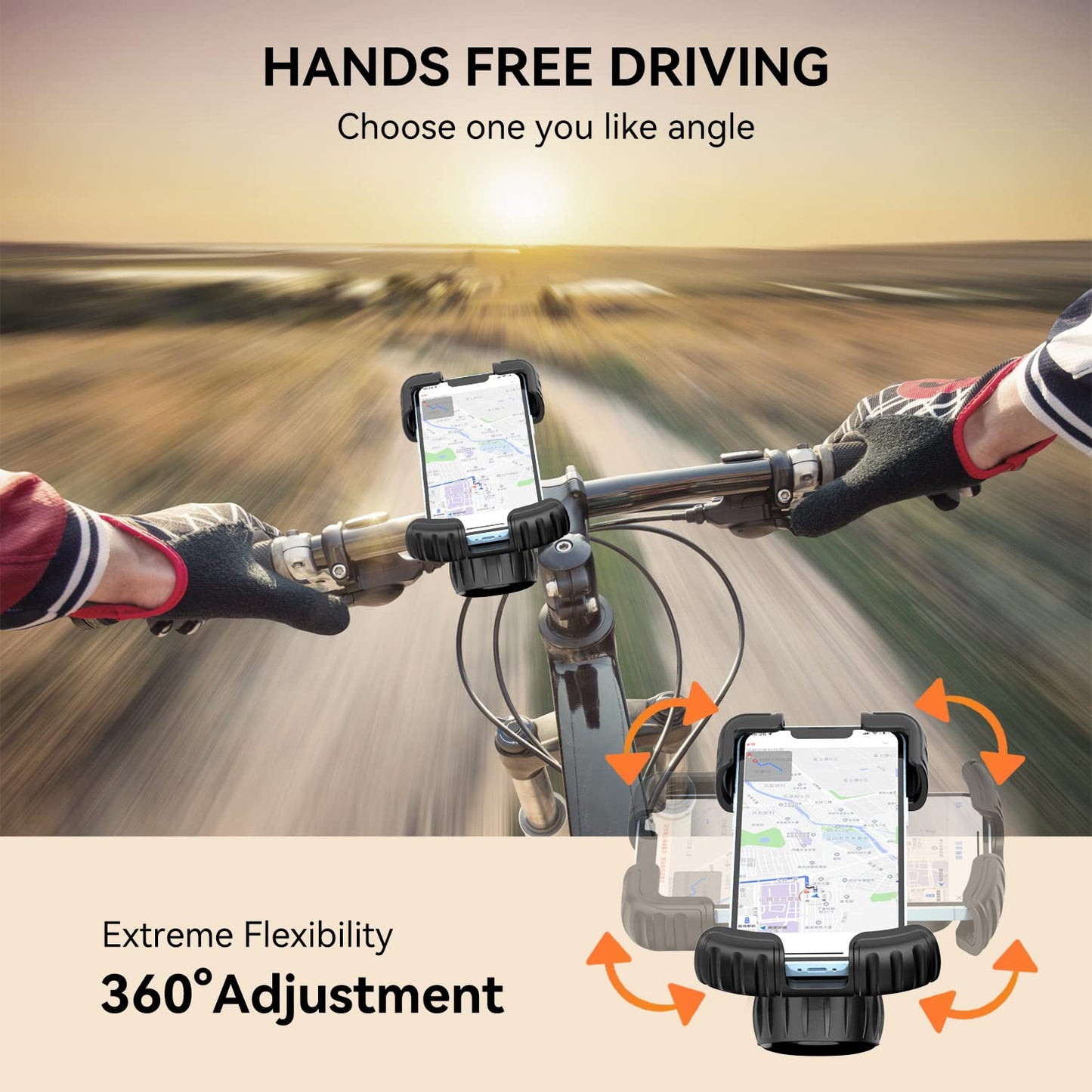 Motorcycle/Bicycle Phone Mount for 4.7-6.8" Phones (Orange)