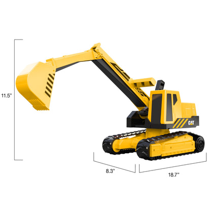 Cat Construction Toys, Steel Excavator 20" - Real Steel Body, Working Metal Bucket & Treads, Ergonomic Handles, Heavy-Duty Construction Vehicle for Indoor/Outdoor Play, Kids Ages 3 + CAT