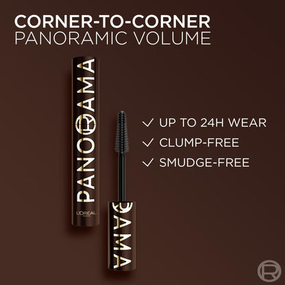 L’Oreal Paris Voluminous Panorama Chromatic Mascara, Volumizing and Lengthening Brown Mascara, Longwear, Smudge-Resistant and Washable, 705 Brown Leather