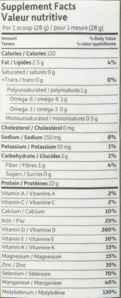 Garden Of Life Raw Organic Protein, Unflavored, 568g. Packed with 22 Grams of Certified Organic Plant Protein, including organic peas grown and processed in Canada. Assitsts in building and repairs muscles. 4g of BCAAs