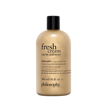 philosophy fresh cream warm cashmere hydrating shower gel, cleanses, conditions, moisturizes skin,480ml philosophy