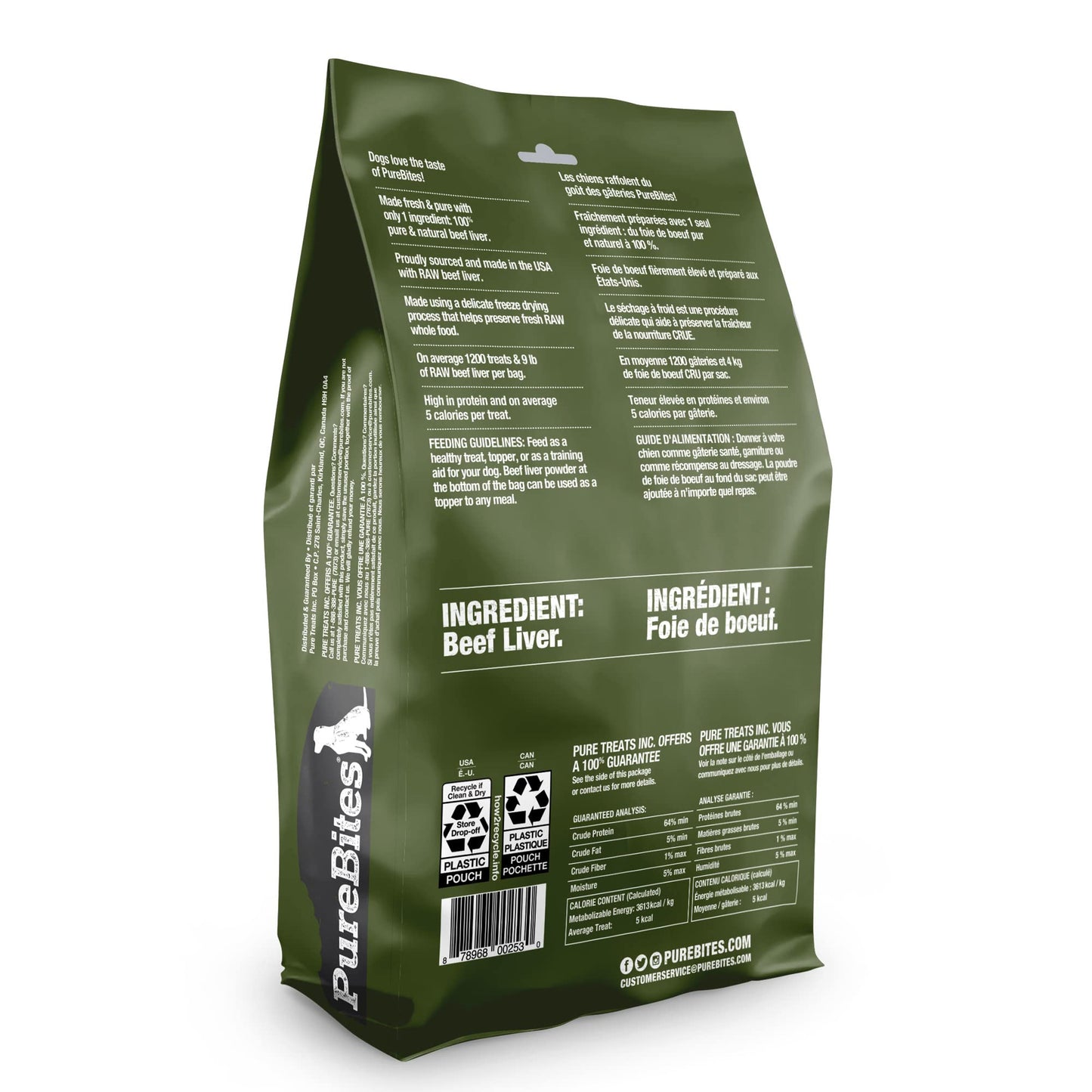 PureBites Freeze Dried Beef Liver Dog Treats, Made in USA, 1.2kg 🍁 All In One Marketplace Canada