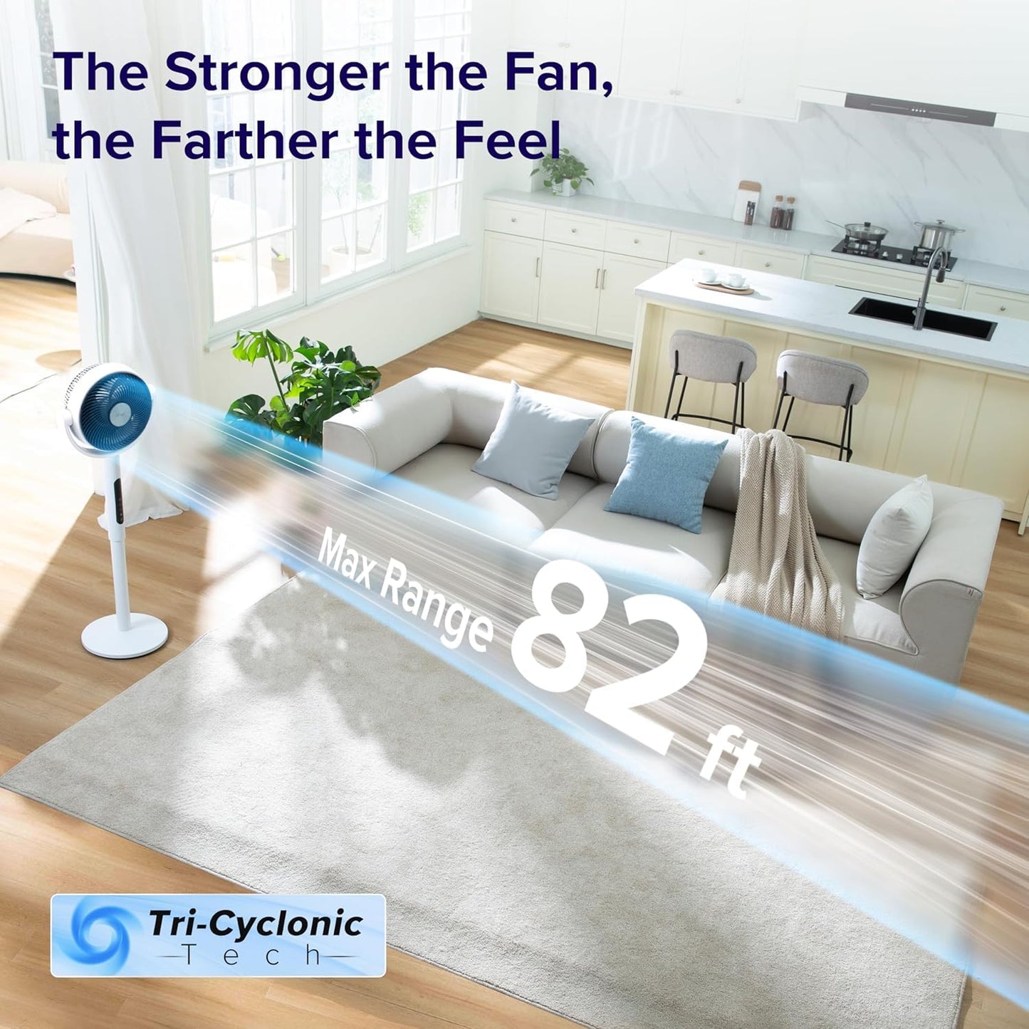Levoit Standing Fan for Bedroom, CirculAir 120° Oscillating, Quiet 20dB, 9 Speeds, 4 Modes, DC Motor, 2 in 1 Pedestal & Tabletop, 82ft, Remote Control, Sensor, 9H Timer, 908CFM Ultra-High Airflow