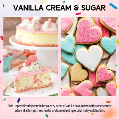 VEGISHINE Birthday Candle, Birthday Gifts for Women Men, 9 oz Happy Birthday Candle with Vanilla Birthday Cake Scent, Birthday Gifts for Women Friendship Ideas 🍁 All In One Marketplace Canada