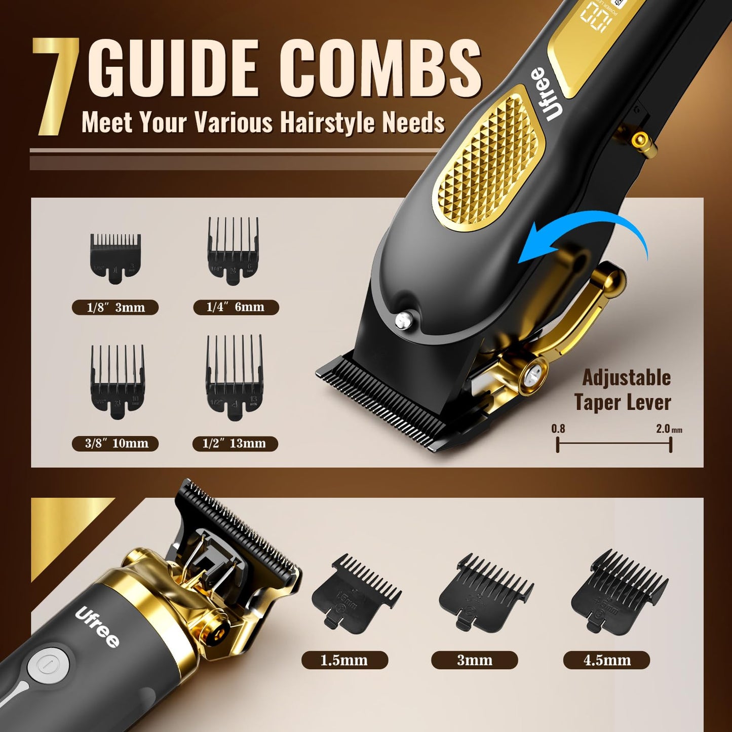 Ufree Hair Clippers for Men, Clippers and Trimmers Set, Cordless Barber Clippers, Grooming Kit, Gifts for Men - Available at All In One Marketplace Canada