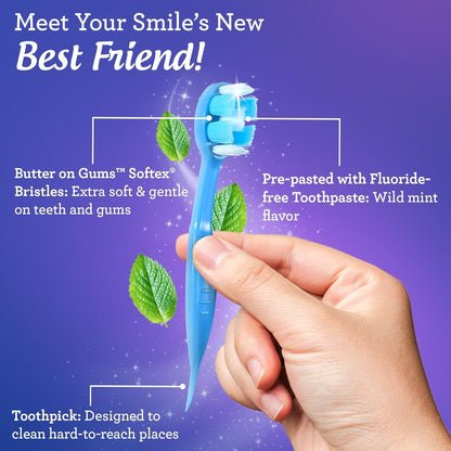 GuruNanda Disposable Travel Toothbrush 1.0, Fluoride Free Toothpaste, 70 ct
