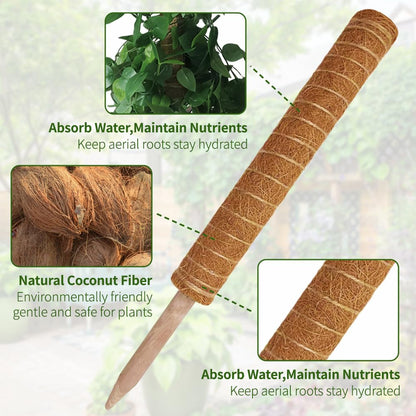 Moss Pole Plant Support Monstera - 5 Pack Coco Coir Moss Stick Plants Climber Support Indoor Monstera Stake for Climbing Plants Live House Potted, Vine, Pothos, Philodendron to Grow Upwards - Available at All In One Marketplace Canada