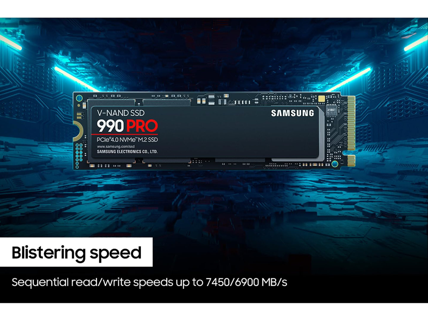 SAMSUNG 990 PRO SSD 2TB PCIe Gen4 NVMe M.2 Internal Solid State Hard Drive, Upto 7,450MB/s, Fast Speed for Gaming Heat Control, Direct Storage and Memory Expansion, MZ-V9P2T0B/AM [Canada Version]