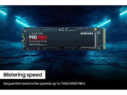 SAMSUNG 990 PRO SSD 2TB PCIe Gen4 NVMe M.2 Internal Solid State Hard Drive, Upto 7,450MB/s, Fast Speed for Gaming Heat Control, Direct Storage and Memory Expansion, MZ-V9P2T0B/AM [Canada Version]