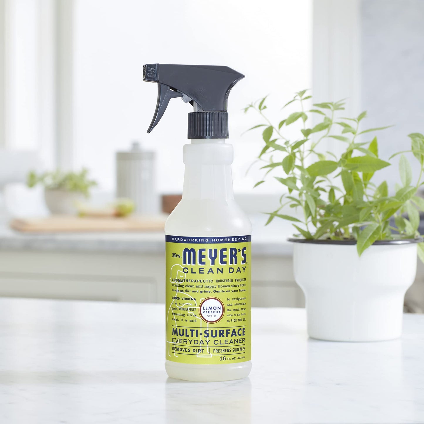 Mrs. Meyer's Clean Day Multi-Surface Cleaner Spray, All-Purpose Cleaner Solution for Home & Kitchen, Lemon Verbena Scent, 473 ml Spray Bottles, 4 Pack MRS. MEYER'S