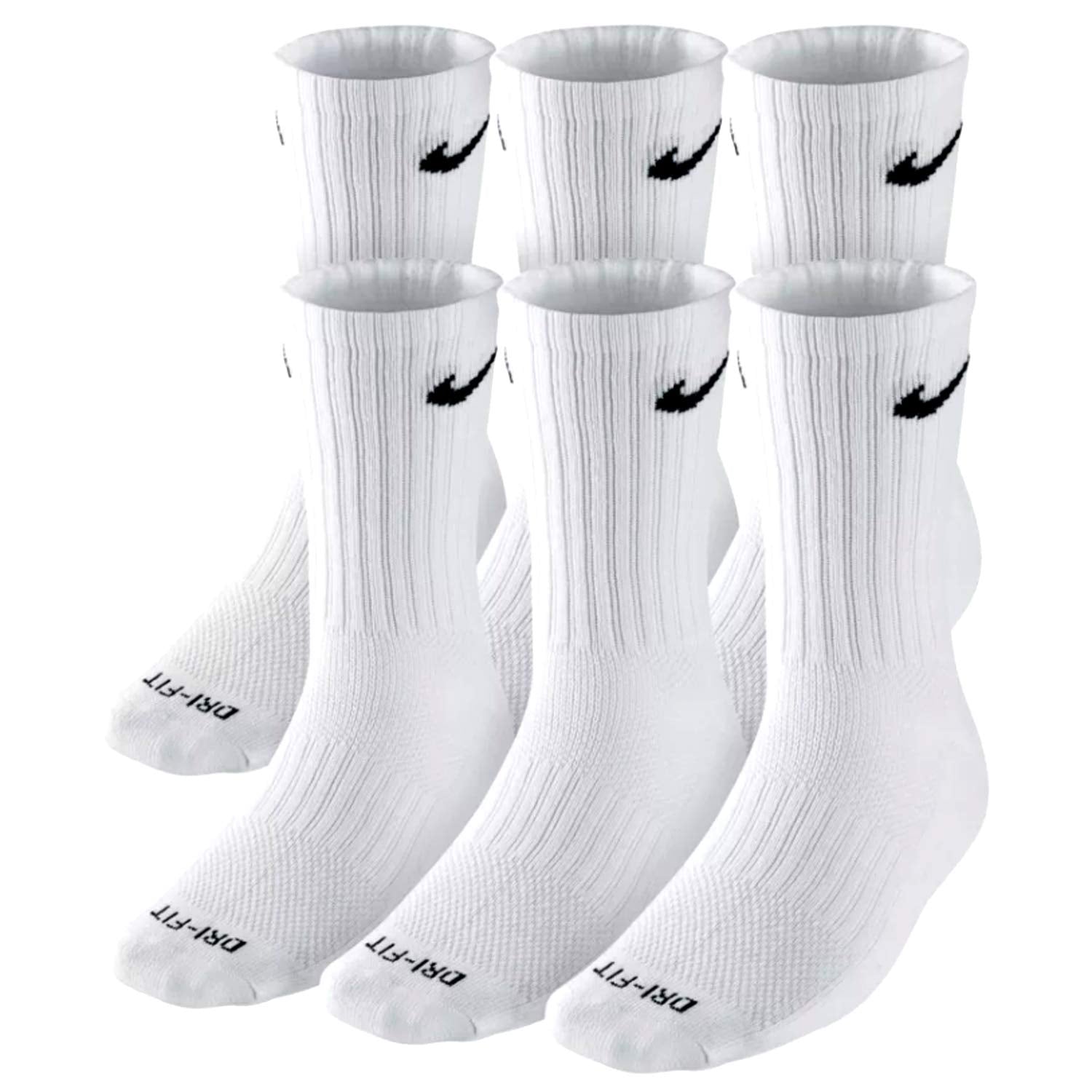 NIKE Plus Cushion Socks (6-Pair) (L (Men's 8-12 / Women's 10-13), Crew White) Nike