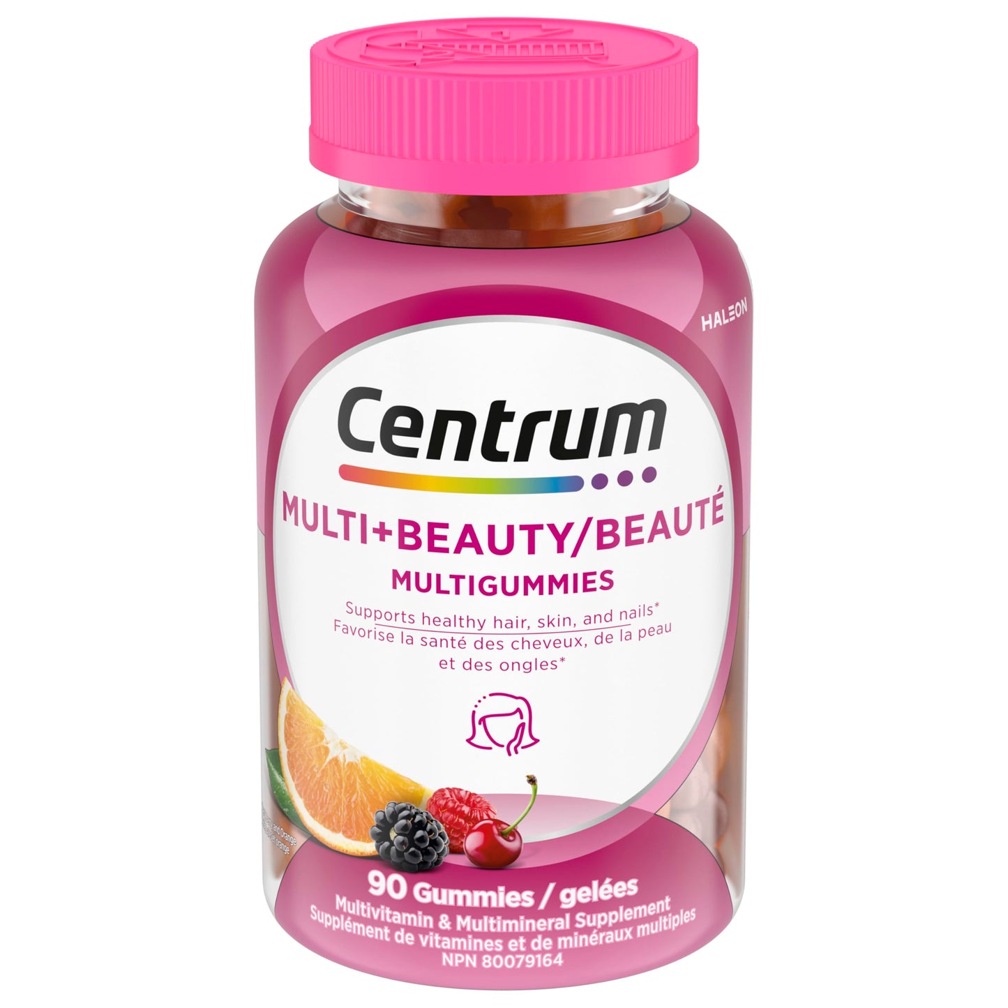 Centrum MultiGummies, Multi+Beauty Multivitamin Gummies, Hair, Skin & Nails Vitamins for Men & Women, Cherry, Berry, and Orange Flavours, 90 Gummies (Packaging May Vary) - Available at All In One Marketplace Canada