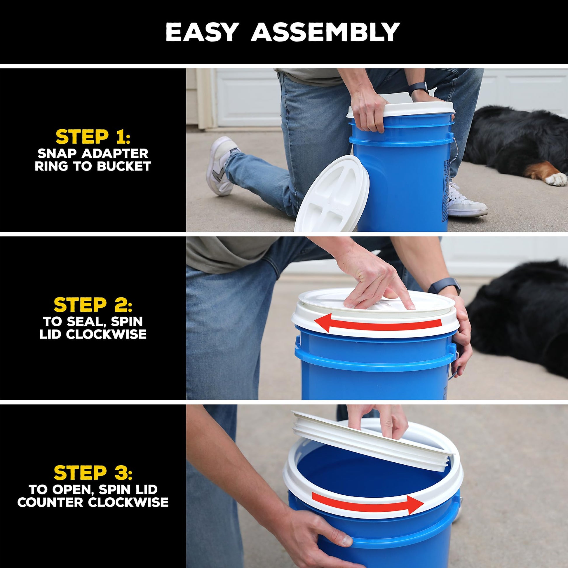 Gamma2 Gamma Seal Lid 3pk Combo for Utility Buckets - Fits 3.5, 5, 6 & 7 gallon buckets, Red, White & Blue, Made in USA Gamma2