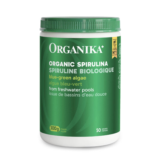 Organika Canadian-Made Certified Organic Spirulina Powder- Superfood, 3rd Party Tested, Pristine Sourcing, Vegan- 300g - Available at All In One Marketplace Canada