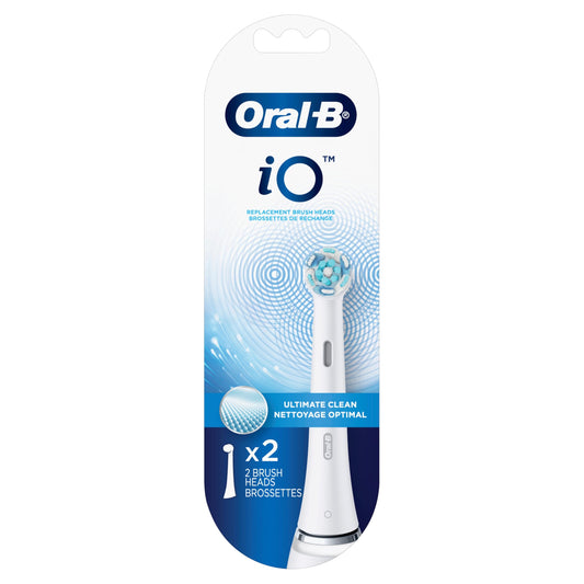 Oral-B iO Series Ultimate Clean Replacement Brush Head for Oral-B iO Series Electric Toothbrushes, White, 2 Count - Available at All In One Marketplace Canada