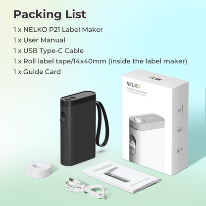 Label Maker Machine with Tape, P21 Portable Bluetooth Label Printer, Wireless Built-in Cutter Sticker Maker Mini Label Makers with Multiple Templates for Organizing Storage Office Home, Black